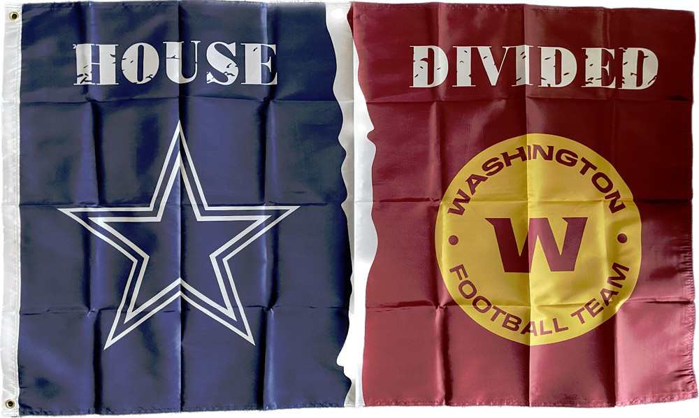 Washington Commanders vs Dallas Cowboys House Divided Flag 3×5 FT Football Flag