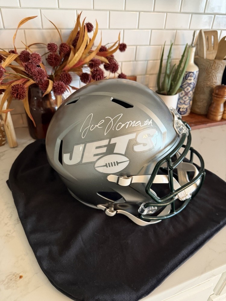Joe Namath Signed New York Jets Football Helmet BAS Witnessed Authentic
