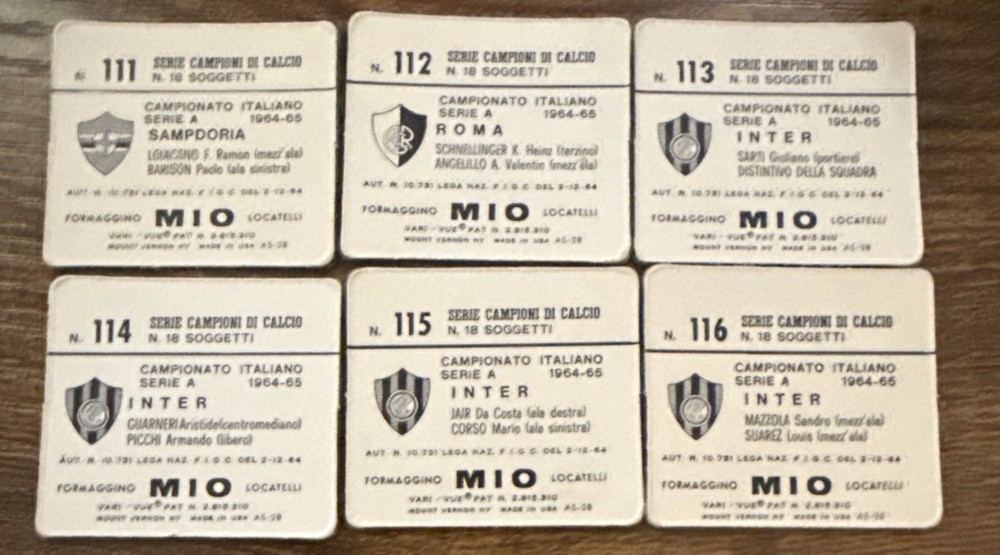ITALY SOCCER SOGGETTI FORMAGGINO MIO LOCATELLI VARI-VUE NOS FULL SET NOS #123-28