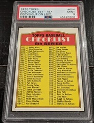 1972 Topps CHECKLIST 6TH Series PSA 9 MINT 657-787 Copyright In Left #604 HIGH#