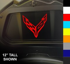 FRONT TRUNK 2020-25 C8 CORVETTE Stingray Z51 Z06 ERAY Crossed Flag Decal Sticker