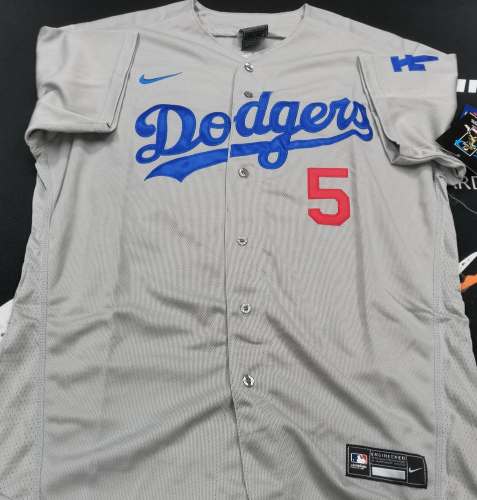 Freddie Freeman #5 Dodgers Gray Flex Base Sewn Stitched Jersey.