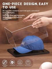 JupDec Hat Display Case, Clear Acrylic Baseball Cap Display Box Stand, UV Pro…