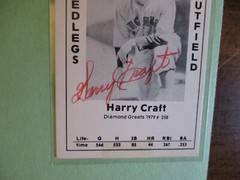 HARRY CRAFT(D-1995)Signed 1979 Diamond Greats Card w/8 x 11 Display w/Obit/Photo