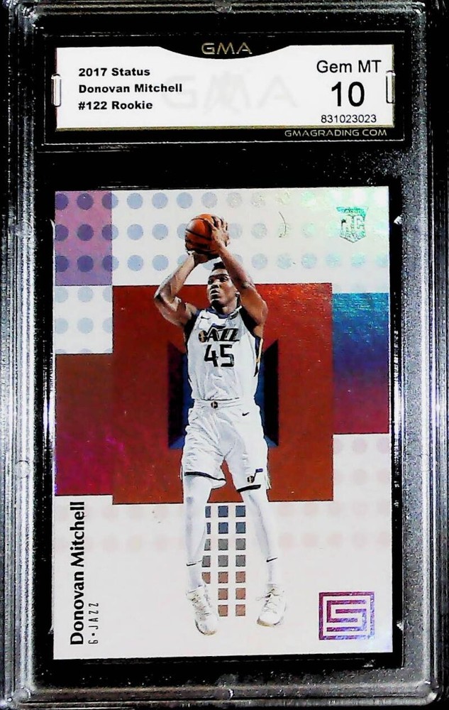 2017-18 Status #122 Donovan Mitchell RC Rookie Card Utah Jazz Graded GEM MINT GM