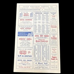 Washington Nationals Vs Detroit MLB Score Card – 1949 – Vintage Advertising