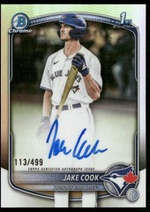 Jake Cook 2025 Bowman Draft Autographs Refractor 113/499 Toronto Blue Jays