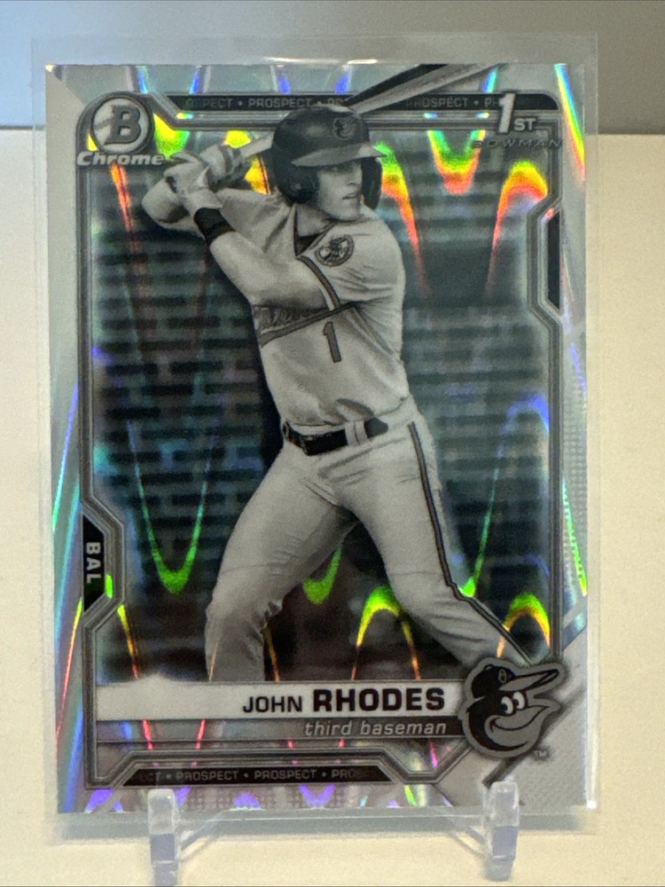 2021 Bowman Draft #BDC-80 John Rhodes Chrome Black & White RayWave