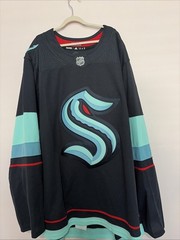 Mens Adidas NHL Seattle Kraken Black Stitched Home Hockey Jersey – Size 56