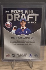 2025-26 Upper Deck MVP #DP-1 Matthew Schaefer #1 Draft Pick SSP