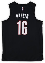 Yang Hansen Trail Blazers Signed Nike Black Icon Swingman Jersey w/#16 Pick Insc