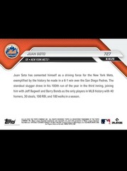 JUAN SOTO TOPPS NOW 2025 #727 3RD EVER 40 HR 30 SB 100 RBI & BB METS *PRESALE*