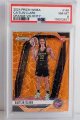 2024 Prizm WNBA Orange Velocity Caitlin Clark PSA 8- #145 Rookie