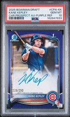 2025 Bowman Draft Kane Kepley 1st Purple Auto /250 PSA 10 Pop 3 Cubs #CPA-KK
