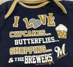 Milwaukee Brewers Baby Girl Bodysuit 6-9 Months MLB Baseball Navy Blue Snap