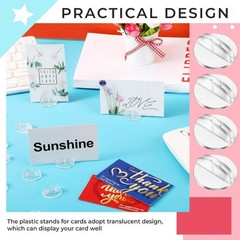 Mini Card Stands Plastic Place Card Holders 50 Pcs Clear Paper Board Clips Table