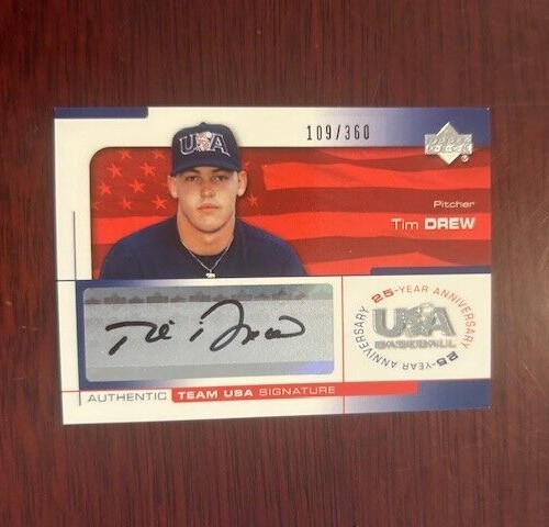 2004 UD Team USA Baseball TIM DREW Certified Autographed Card