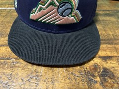 Colorado Rockies 10 Years Light Navy Black Corduroy New Era Fitted 7 5/8 PeachUV