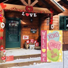 colorlife Candy Love Hearts Welcome Garden Flag 12×18 Inch Double Sided Outside