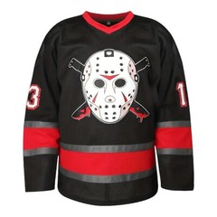 Friday The 13th Jason Voorhees Mask Hockey Jersey Movie Horror Black Size 3XL