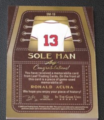 2022 LEAF SOLE MAN Ronald Acuna Jr « IN THE GAME USED » #3/8 One-Touch Magnetic