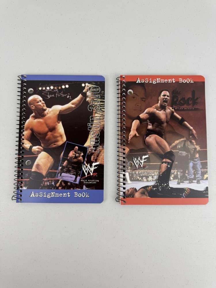 WWF 1998 Titan Sports Assignment Books Stone Cold, The Rock Brand New