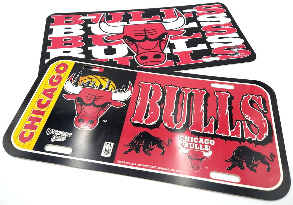 VTG Chicago Bulls License Plates 1990s Michael Jordan Era 12&Prime;x6&Prime; Plastic Novelty