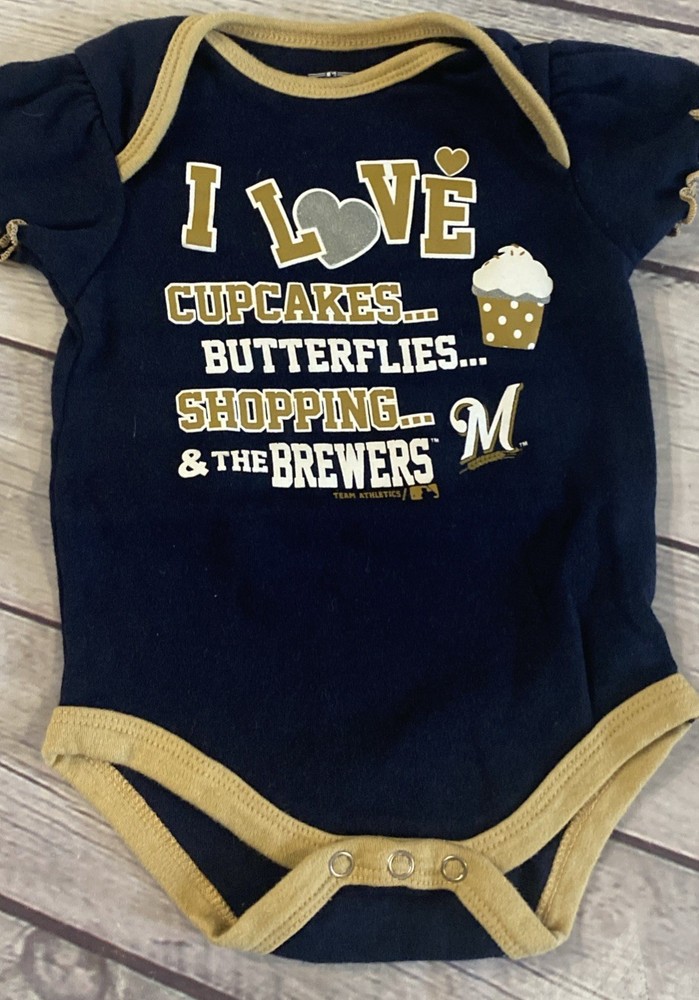 Milwaukee Brewers Baby Girl Bodysuit 6-9 Months MLB Baseball Navy Blue Snap