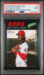 2026 Topps Heritage Chrome Black Refractor 42/77 Elly de La Cruz PSA 9 Pop 1