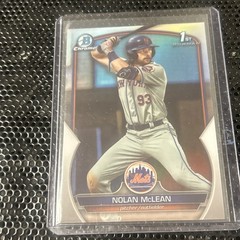 Nolan McLean 2023 1st Bowman Draft Chrome Refractor Card #BDC-96 Mets