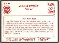 Julius Erving Dr. J 1984-85 Star Basketball Card #8 EX