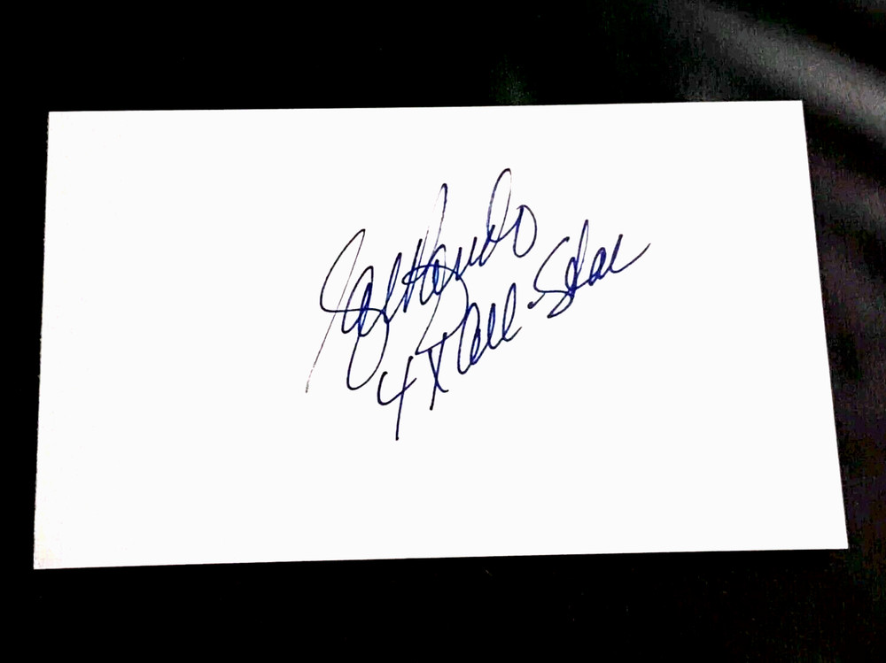 SAL BANDO ADDED « 4 X ALL STAR » ATHLETICS AUTOGRAPHED SIGNED INDEX CARD 3X5