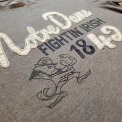 Faded Notre Dame Fightin Irish 1842 Mens Med T-Shirt Gray, Patch Rivalry Threads