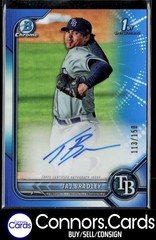Taj Bradley Auto 2022 Bowman #CPA-TB Chrome Blue Refractor /150