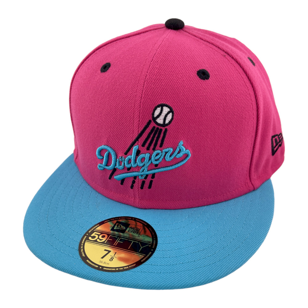 New Era Los Angeles Dodgers MLB Teal Blue/Hot Pink Pack 59Fifty Fitted Hat Cap
