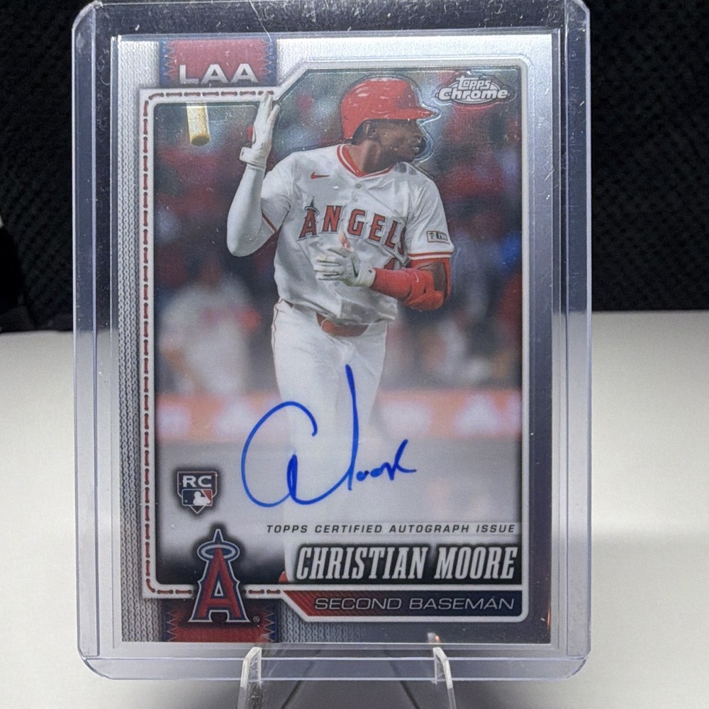 2026 Topps Chrome CHRISTIAN MOORE RC Rookie Card On Card Autograph LA Angels
