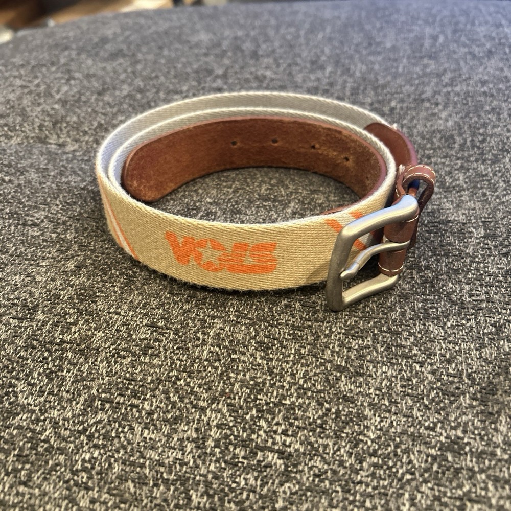 Tennessee Volunteers Peter Millar Mens Size 40 Belt Woven Brown Orange