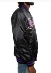 Starter L.A. Lakers Black LABEL BLACK Purple GOLD [LS930168] Satin SMALL Jacket