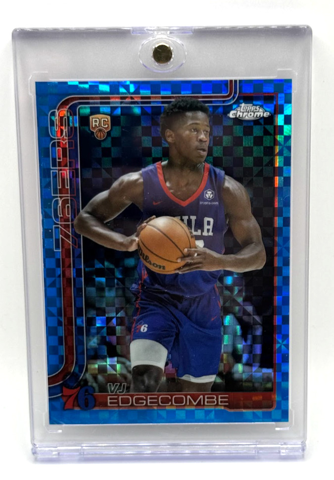 2025-26 Topps Chrome – VJ Edgecombe #253 Blue X-Fractor (RC)