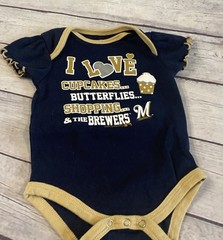 Milwaukee Brewers Baby Girl Bodysuit 6-9 Months MLB Baseball Navy Blue Snap