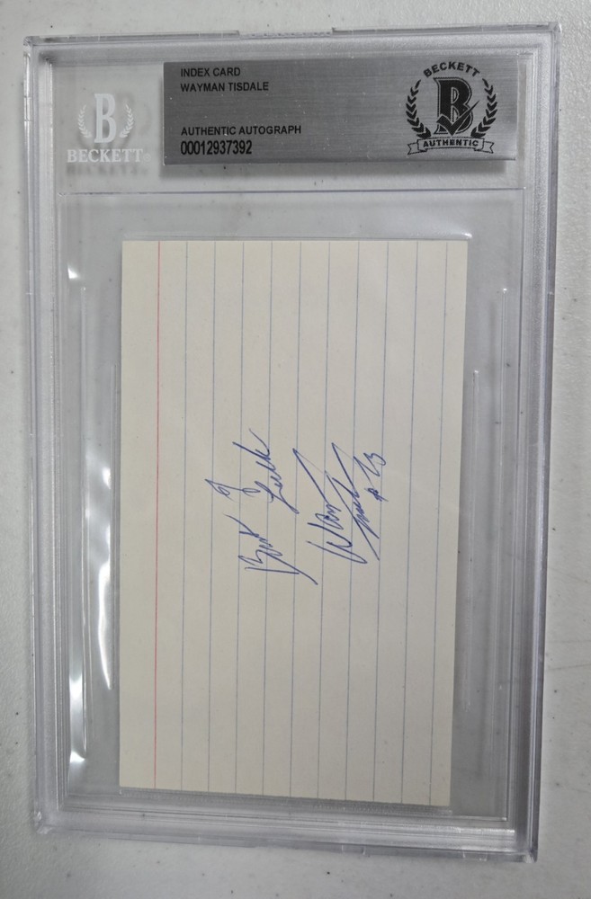 Wayman Tisdale Signed 3×5 Index Card Beckett Encap Auto Oklahoma Sooners Kings