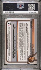 Topps 2022 Bowman Chrome Sapphire CJ Abrams Image Variation RC #12 Padres PSA 10