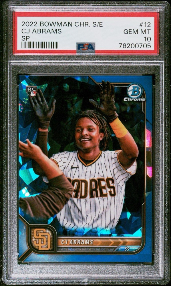 Topps 2022 Bowman Chrome Sapphire CJ Abrams Image Variation RC #12 Padres PSA 10