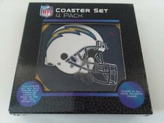 Los Angeles Chargers 4&Prime; Diameter 4-Pack PVC Rubbery Coaster Set NFL NIP Taylor