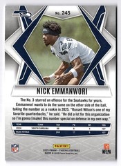 2025 Panini Phoenix #245 Nick Emmanwori Silver Seismic RC Seattle Seahawks