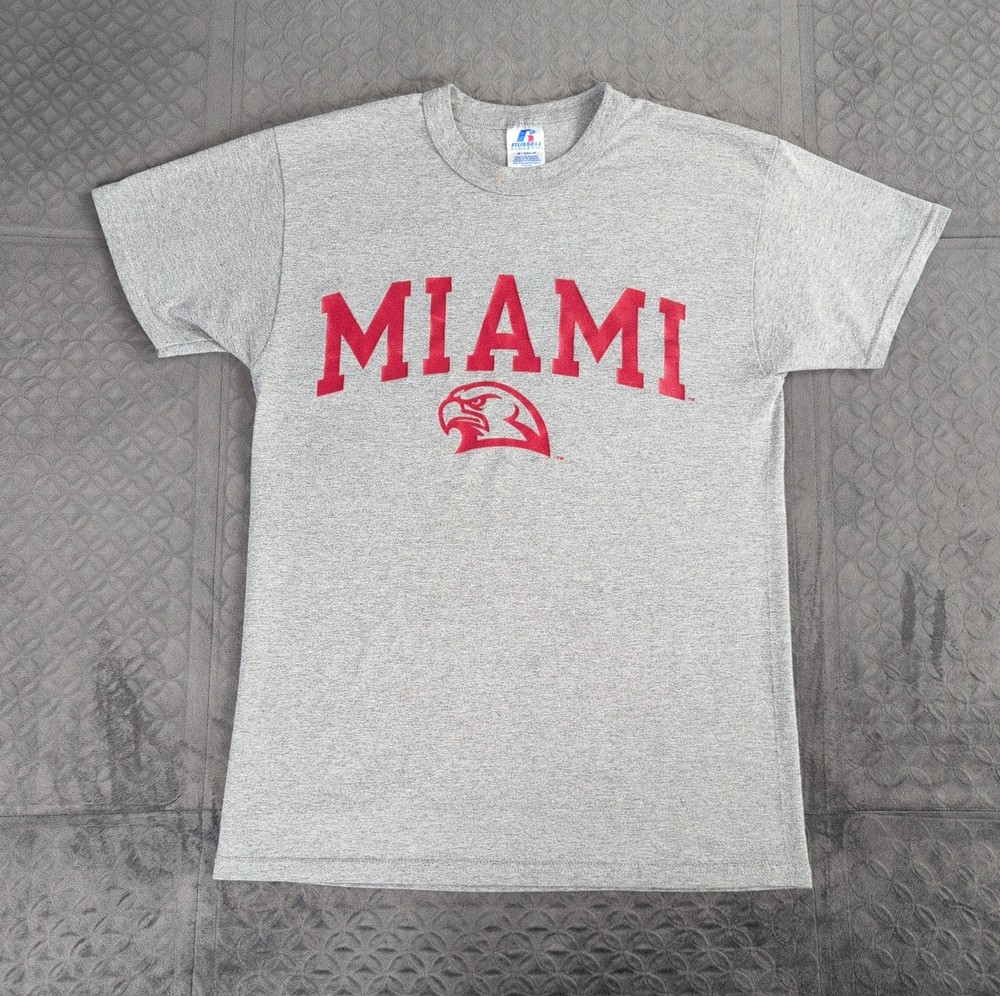 Miami University RedHawks T Shirt Y2K Russell Athletic Short Sleeve Men Small