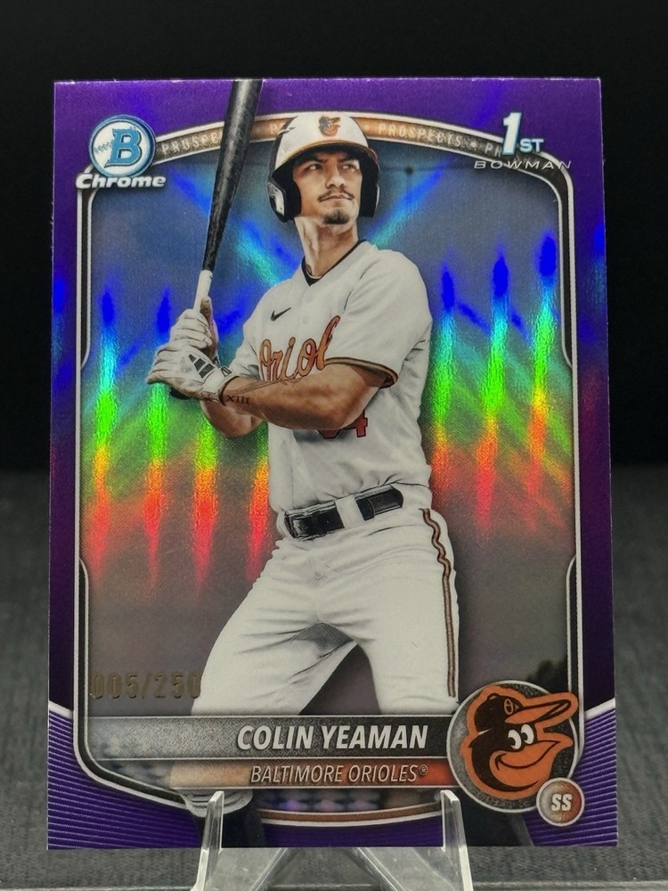 2025 Bowman Draft Chrome Purple Refractor #BDC-47 Colin Yeaman 1st /250 Orioles