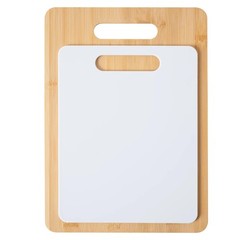 Dura Living 2-Piece Bamboo and Poly Cutting 14&Prime;L x 10&Prime;W (White), Natural