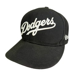 Los Angeles LA Dodgers Hat Cap Black Script Logo New Era Fitted Sz 7 1/2 MLB