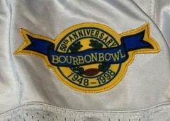 The Water Boy Bobby Boucher White Orange & Blue #9 Bourbon Bowl Jersey XL
